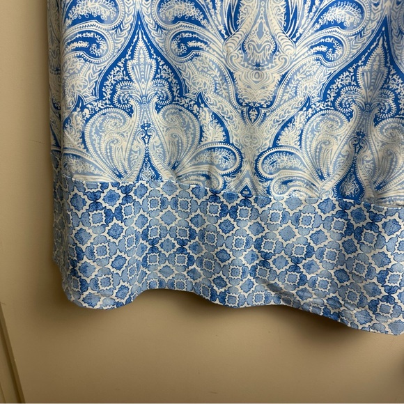 J. McLaughlin Blue White Paisley Print Sleeveless Stretchy Coastal Dress Size M - Picture 6 of 13